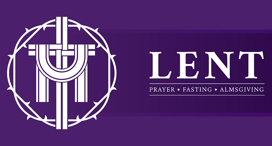 lent prayer fasting and almsgiving text and white cross lent in