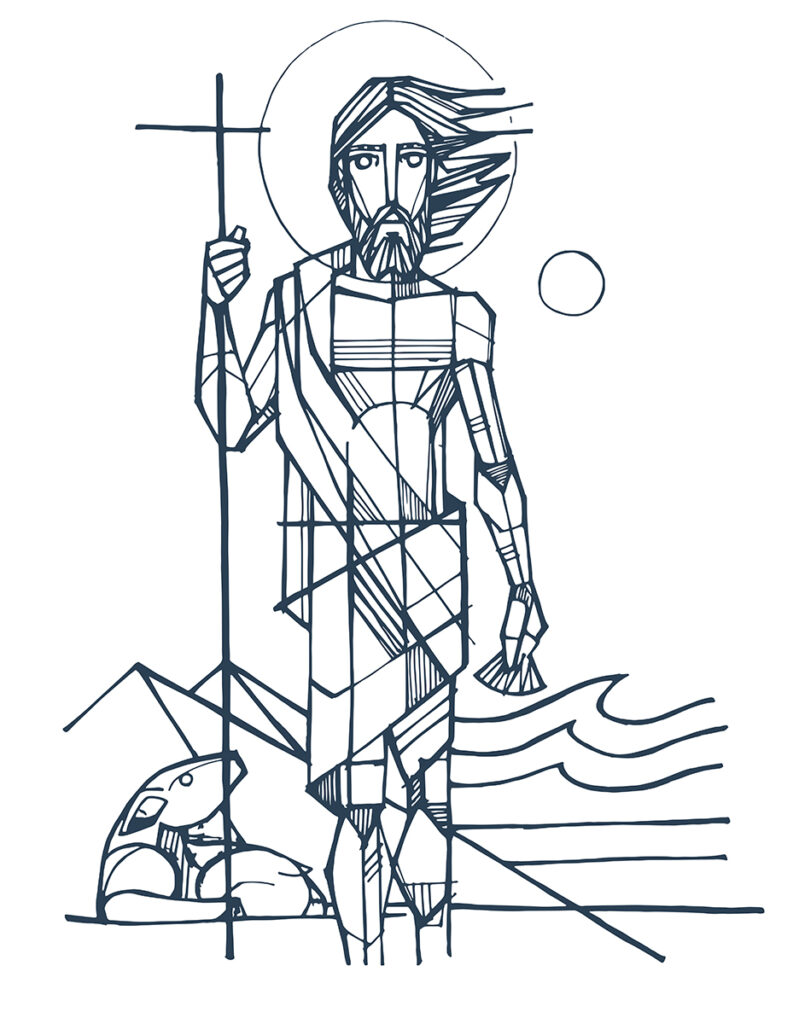 Hand drawn illustration or drawing of saint john the Baptist