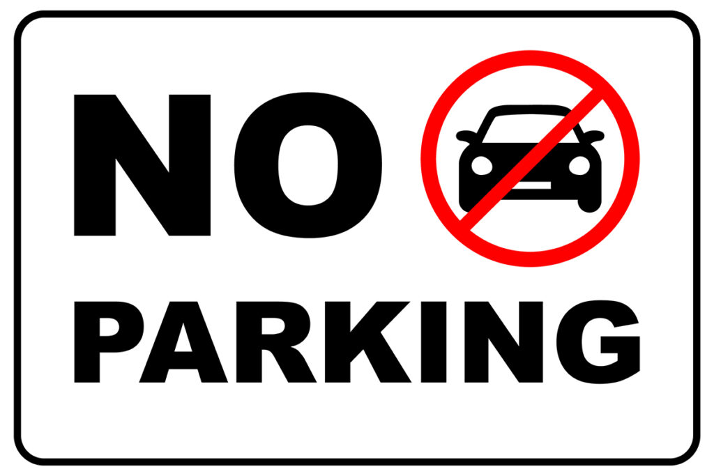 No parking road warning sign