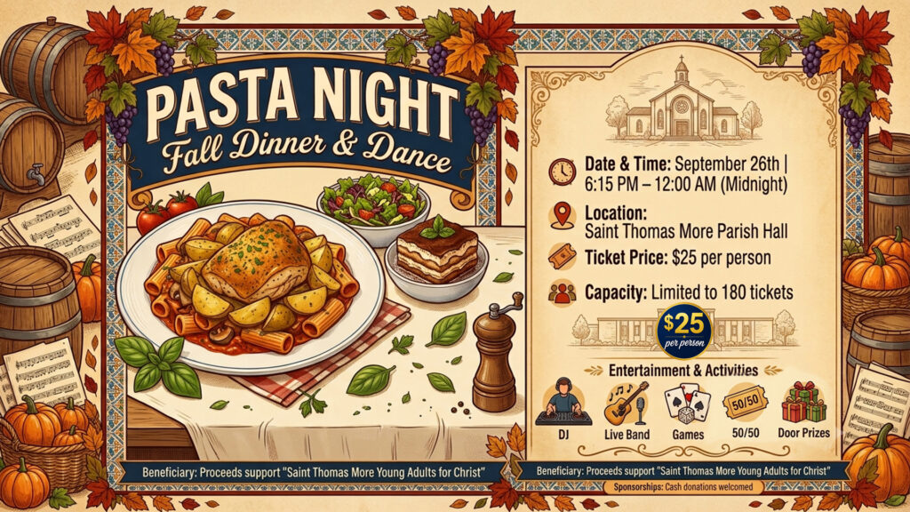 PASTA NIGHT – FALL DINNER & DANCE!
